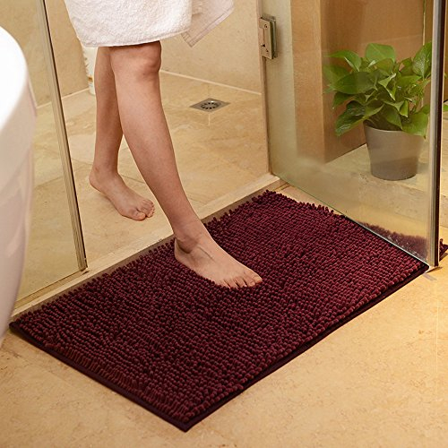 ele ELEOPTION Soft Shag Tapis de Bain Tapis Cuisine Porte Pieds de Porte Tapis Bande Antidérapante Paillasson Absorbant Tapis De Bain Douche Shaggy Tapis - 60 x 90 cm, Violet Sang