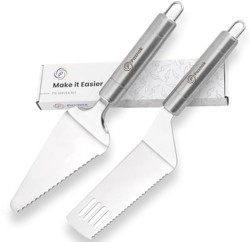 Pie Server Spatula and Cake Cutter Slicer, Stainless Steel Set - Kitchen Essentials for Cutting & Serving Desserts, Brownies, Lasagna (Silver, 10 inches)