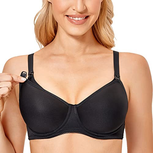 Gratlin Donna Reggiseno Allattamento Pizzo con Ferretto Sostegno Taglie Forti Coppe Morbide Nero # 2 3G