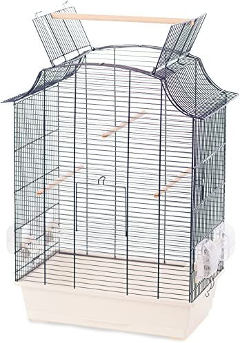 Flamingo Vogelkäfig – Voliere Vögel – Sittichkäfig Solor Sky Blau/Weiß Haus – 49×31×65 cm – 4 Näpfe, 3 Sitzstangen, Dachöffnung, Kunststoff-Schublade, EU-Herstellung