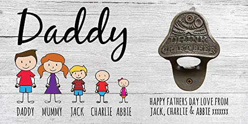Personalised Bottle Opener BM2 - Customised to Your Family Outdoor shed Gift for dad Wall Mounted Plaque