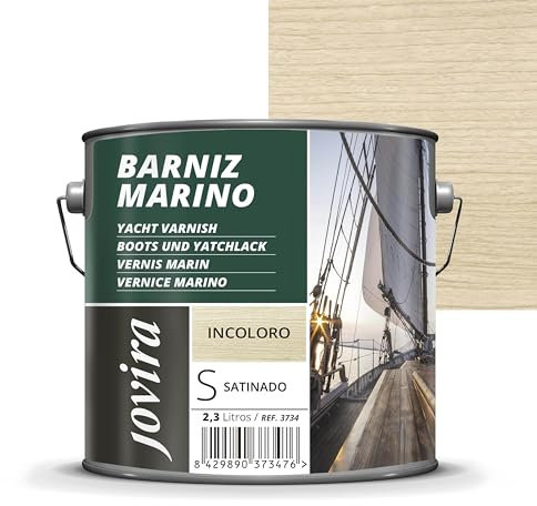 JOVIRA PINTURAS Barniz Marino. Para madera exterior-interior, incoloro-transparente. Especial resistencia en ambientes marinos. (2,3 Litros, Satinado) K-49
