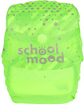 School-Mood Regenschutz für Schulranzen – Wasserdichte Regenhaube, Neonfarben mit retroreflektierendem Aufdruck aus Polyester, Regenhülle zum Schutz des Schulrucksacks, Einheitsgröße (neongrün)