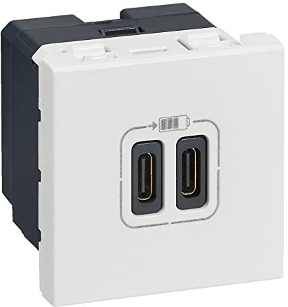 Legrand - Double chargeur USB Type-C Mosaic 3A 2 modules - blanc