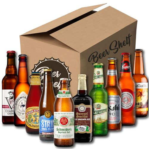 Beer Shelf - Biersammlung | Bier aus aller welt (Pack 10 Sorten) - Bier aus aller welt geschenkset - Bierverkostung - Internationales Biererlebnis
