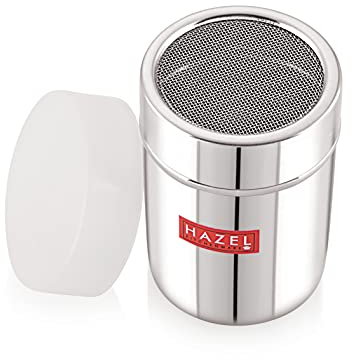 HAZEL Stainless Steel Multi-Purpose Powder Shaker with Lid | Cocoa Powder Sifter | Salt, Pepper, and Flour Sprinkler Dredger for Kitchen