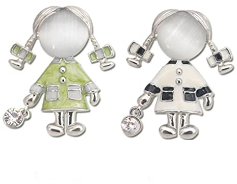 ARFUKA 2 Stück Brosche Niedliches Cartoon Mädchen Broschen Set Kristalle Brosche Pins Anstecknadel für Kleidung Taschen Jacken, Geburtstag Weihnachtsgeschenke für Männer und Frauen