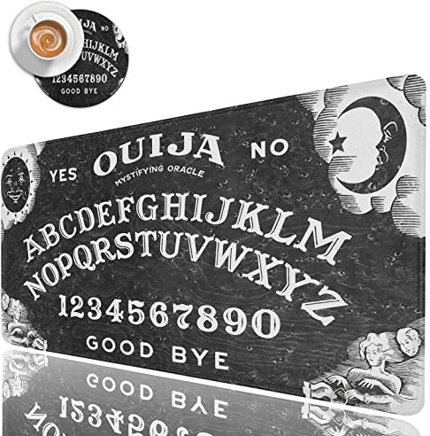 Large Gaming Mouse Pad, Long Extended XL Ergonomic Mousepad Desk Pad, Large Rubber Mice Pads Stitched Edges, 31.5'' X 11.8'+ Cup Coaster, Ouija Board Witch