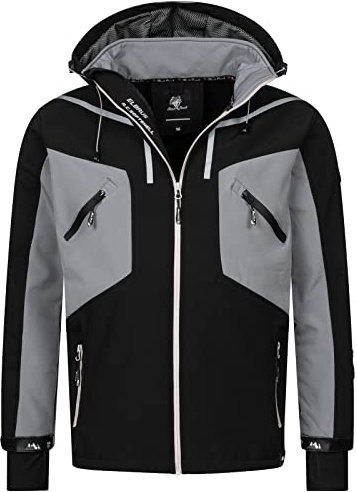 Rock Creek Herren Softshell Jacke Outdoor Jacke Windbreaker Übergangsjacke Anorak Kapuze Regenjacke Winterjacke Herrenjacke Jacket H-293 Schwarz M