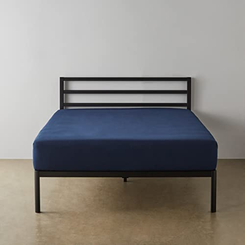 Amazon Basics Spannbettlaken, Mikrofaser, 40 cm extra tief, 135 x 190 x 40 cm, Marineblau, Einfarbig