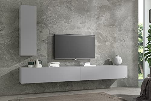 Wuun® TV-Schrank Lowboard Somero | 100cm bis 360cm | Korpus Perl-Matt-Grau - Front Perl-Matt-Grau