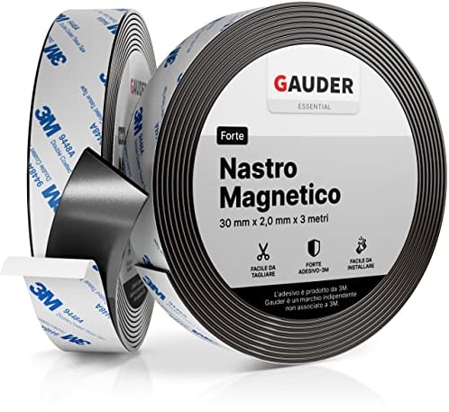 GAUDER Magnetband stark selbstklebend mit 3M Kleber | Magnetstreifen selbstklebend | starkes Magnetklebeband (3 m)