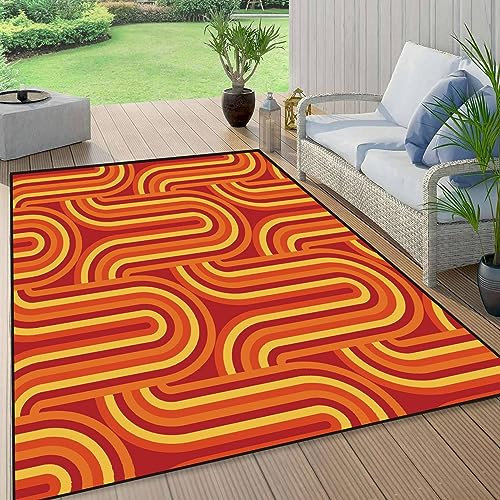 15,2 x 22,9 cm Teppich 70er Jahre Retro Mitte Jahrhundert Modern nahtlos Indoor Outdoor Teppich Weich Waschbar Kinder Kinderzimmer Cool Throw Area Rugs for Wohnzimmer Bedroom Kitchen Eingangsbereich