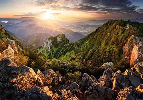 decomonkey Fototapete selbstklebend Landschaft 441x315 cm Selbstklebende Tapeten Wand Fototapeten Tapete Wandtapete klebend Klebefolie Natur Berge Gebirge