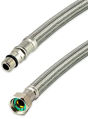 Flexschlauch Edelstahl - Panzerschlauch Anschlussschlauch für Sanitär, Heizung, WC, Solar, Hauswasserwerk - Made in Germany (M10 x 1/2 ÜM - 50 cm, DN8)