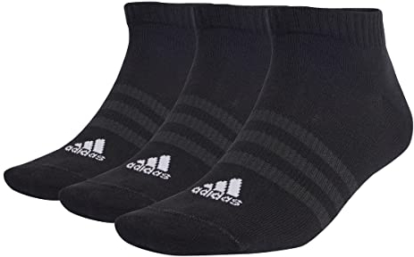 adidas Unisex Thin and Light Sportswear Low-Cut Socks 3 Pairs, Black / White, 10.5-12.5