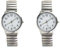 Mikikit 2 StüCk Damen Herren Armbanduhr, GroßE Zahlen, Nachtleuchtend, Wasserdicht, Elastisches Armband, Quarzwerk, Silber, 22 cm
