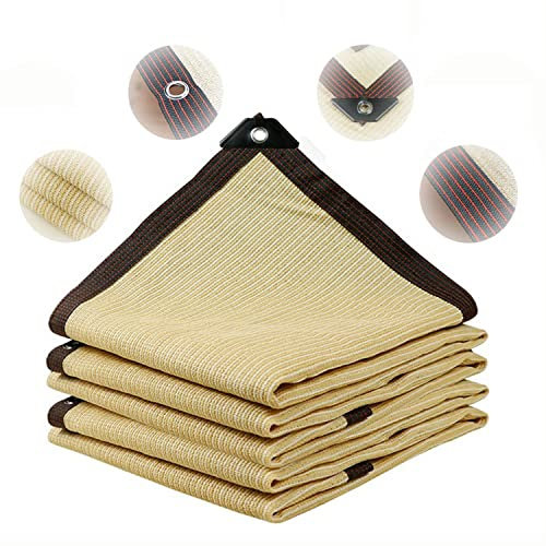 Red de Sombra al Aire Libre,Toldo Parasol 1x2m 2x2m 2x3m 3x4m 4x4m 4x5m 6x8m con Ojales,Tasa de sombreado 90%,Transpirable,Malla Sombreo para Patio,Jardín,Balcón Invernadero,Camping ( Color : Beige ,