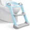 Adjustable Toilet Training Seat for Kids 1-7 Years - Upgrade Anti-Slip Children's Potty Seat with Step Stool & Foldable Design | Fits UK Round Toilets|(Blue)