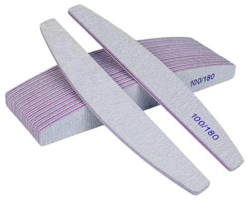 50 PEZZI SQUADO - Lime per Unghie 100 180 Professionali a Mezza Luna Bilaterali Set Limette Ricostruzione Unghie per Gel e Semipermanente Manicure (50 pezzi)