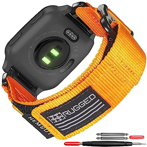 Kompatibel für Garmin Venu/Venu 2 Plus/Venu Sq/Venu Sq 2/ Venu Sq Music (Nicht Venu 2S/Venu 2) Quick Pins Uhrenarmband, superrobustes Nylon-Sportarmband mit gewebtem Loop-Design