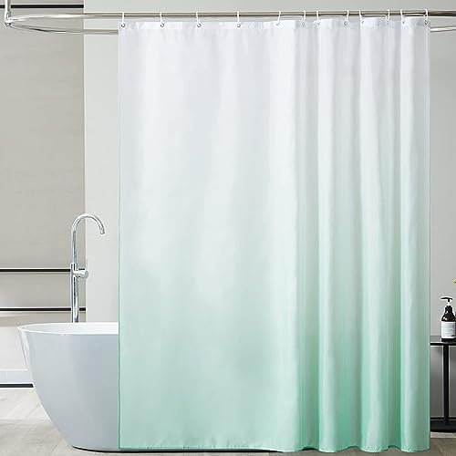 Figarge Duschvorhang Textil Anti Schimmel Wasserdicht Waschbar Duschvorhänge Polyester Stoff 120x200 Shower Curtains mit 12 Duschvorhang Ringen für Badewanne, Badezimmer (Grün)