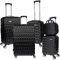 Christian Wippermann 5tlg Set. Hartschaldenkofferset Hartschalenkoffer Trolley Koffer Reisekoffer Rollkoffer TSA Schloss 4 Rollen 360 Grad ABS-Hartaschale S M L XL Schwarz