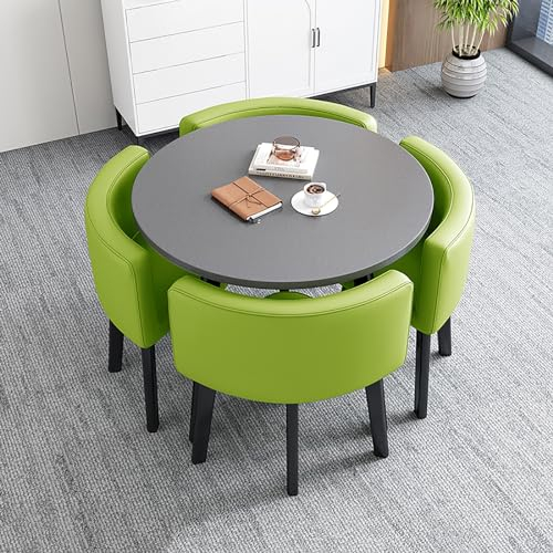 Runder Esstisch Und 4 Stühle Set, Besprechungstisch Rund Mit Stühlen, Rezeption Tisch Und Stuhl Kombination, EIN Tisch Vier Stühle, Tischdurchmesser 80 cm, Für Esszimmer, Café Und Kleine Räume (Color