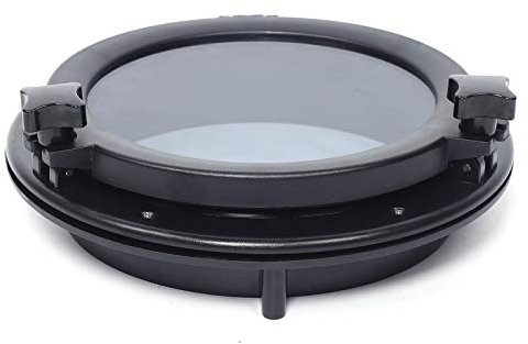 10in Boat Porthole Marine Port Hole Window Yacht Tempered Glass Porthole Porthole Boat Marine Yacht RV Round Opening Window Universal for RV Boat Yacht black