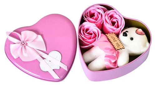 I Love You Gifts for Her Romantic Valentines Day Bear with Artificial Rose Gift Box Cute Rose Teddy Bear Rose Bear Gift Box for Her Anniversary Present Valentines Day Gifts Style1