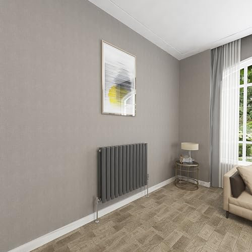 Sky bathroom | 600x767mm - Modern Anthracite Horizontal Double Panel Oval Column Radiator Central Heating Designer Radiator
