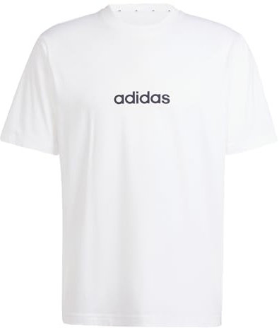 adidas Herren Essentials Linear Single Jersey Tee, White/Black, L