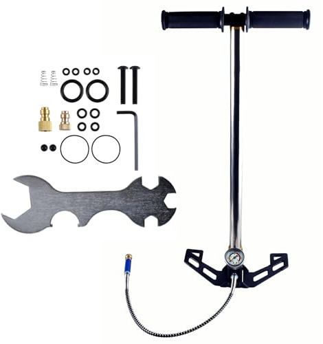 TIOMIOSEA Dreistufige Hochdruckluftpumpe 4500 PSI 30-40 MPa PCP Handpumpe mit Öl-Feuchtigkeitsfilter und Manometer für Luftgewehr, Paintball, Reifen, Tauchflaschen