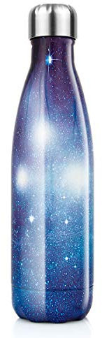 Bouteille d'eau Acier Inoxydable, Gourde Isotherme Réutilisable Gourde Inox sans BPA isolé à Bouteille Isotherme pour Froide Pendant 24heures, Chaude Pendant 12 Heures (Galaxie Bleu, 500ml)