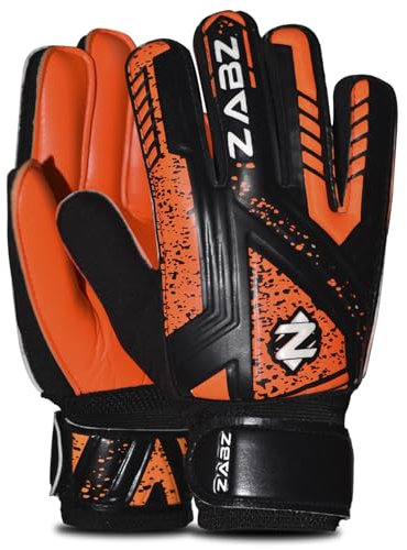 ZABZ Torwarthandschuhe aus rutschfestem Latexmaterial, Fußballtorwarthandschuhe, Handgelenkschutz für Kinder, Jugendliche und Erwachsene (Orange, Größe 4 – geeignet für 6–9 Jahre)
