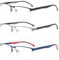 MODFANS 3 Paire de Lunettes de Lecture 2.0 Homme Anti Lumiere Bleue - Monture Rectangle en Metal Acier Inoxydable Lunettes Loupe Noir-Vert-Rouge