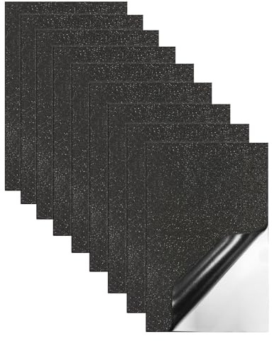 Jtnohx Glitzer Moosgummi Selbstklebend Moosgummi Platten Basteln Schwarz | 9 Bögen 17.78×28.7cm EVA Schaumstoff zum Basteln Klebriger EVA für Bastelarbeiten DIY(Schwarz Farben)