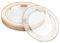 MATANA 20 Platos de Postre de Plástico Transparente con Borde Dorado, 19cm - Platos Pequeños Elegantes y Reutilizables para Bodas, Cumpleaños, Fiestas