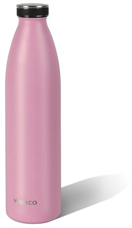 wenco Trinkflasche Edelstahl 1l / 1000ml isoliert und auslaufsicher für kalte und heiße Getränke auch als Thermoskanne verwendbar BPA frei – Flamingo Pink