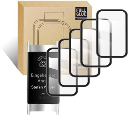 KUWAI 5 Stück Schutzfolie Kompatibel mit Fitbit Charge 2 Ultra-Transparent Displayschutzfolie, Anti-Kratzer Blasenfrei Gehärtetes Glas Folie für Fitbit Charge 2 Smartwatch (1)