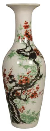 Vase Chinois en Céramique avec Support Blanc, Grand Vase Chinois, Vase À Fleurs en Porcelaine, Vases Chinois Antiques en Céramique, Vase Décoratif Traditionnel (Blanc)