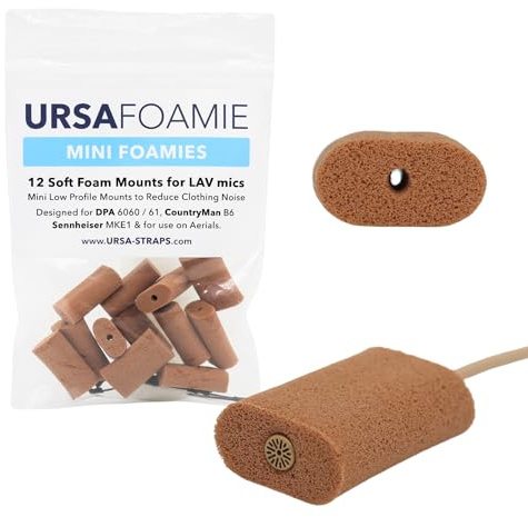 URSA Mini Foamies, Soft Mini Foam Mounts, Pack of 12 (Brown) | For Wireless Lav Mics, Can Stick Directly to Skin or Costume, Fits SANKEN COS11, DPA 6060, Countryman B6, Sennheiser MKE1
