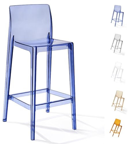 HAEKEBC Transparente Barhocker Acryl Thekenhocker 75 65cm Tresenhocker Barstuhl Moderne Klare Bistrohocker Armlose Küche Barhocker(Blue,75cm/30inch)