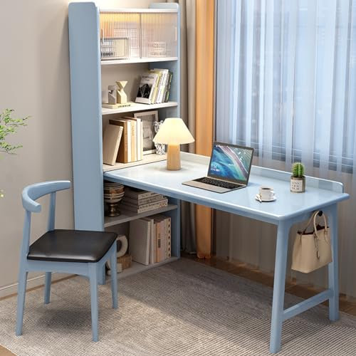 Escritorio de madera para computadora con estantería y puerta de cristal, escritorio esquinero moderno para oficina en casa, mesa de trabajo de escritura con estantes abiertos (39 pulgadas)