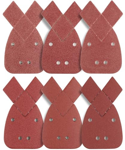 60PCS Sanding Pads, Mouse Sander Pads 10x40/60/80/120/180/240 Grits, 4 Holes Multi Tool Sanding Pads, for Black and Decker Detail Hand Sander Pads, Can be used on Wood, Metal, Plastic