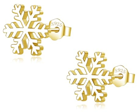 Glintara Ohrstecker Silber 925, 925 Sterling Silber Weihnachts Ohrstecker | Schneeflocke, Elch, Perle, Hypoallergen, Schlafen, Weihnachten, Ohrschmuck, Geburtstags Geschenk, für Damen Mädchen Freundin