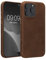 kalibri Case Compatible with Apple iPhone 15 Pro Max - Case Smooth Genuine Leather Hard Case Anti Slip Cover - Brown