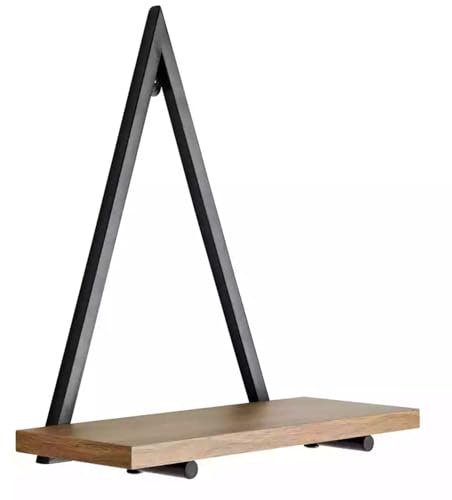 YORKSHIRE HOMEWARE Triangle Wall Shelf | Metal Frame with Wooden Shelf | Wall Hanging Shelves | Lightweight Premium Display Shelf | Hanging Plant Shelf for Bedroom and Living Room