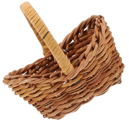 Kleiner Rattan Korb Mini Wicker Basket Mit Griff Multifunktionaler Blumenkorb Für Hochzeiten Und Picknicks Leicht Und Tragbar Atmungsaktives Design Für Frische Blumen