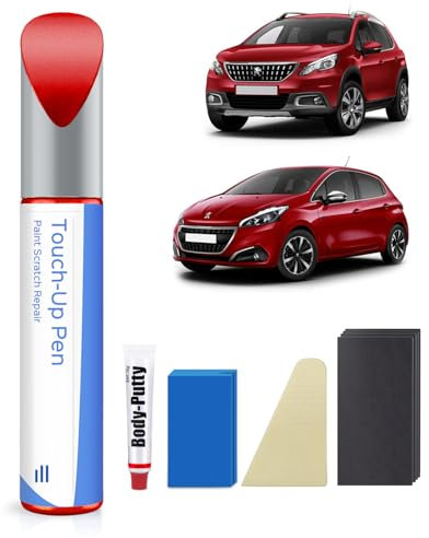 EVH - Kit de peinture de retouche pour Peugeot - Rouge Elixir - Correspondance exacte - Réparation des rayures et des éclats